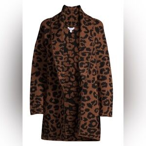 Time And Tru Leopard Print Shawl Collar Cardigan Size Small NWT